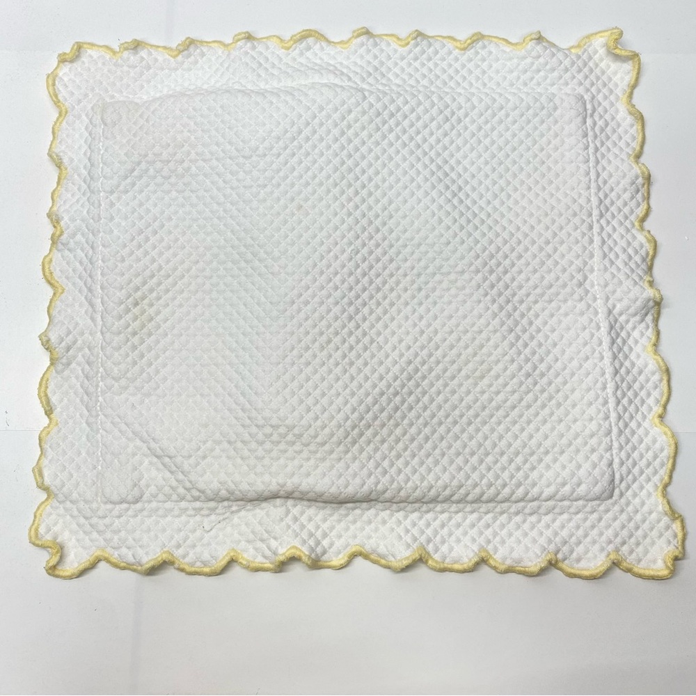 Pottery Barn Kids White Quilted Pillow Sham With Yellow Trim Baby Room Cozy Soft